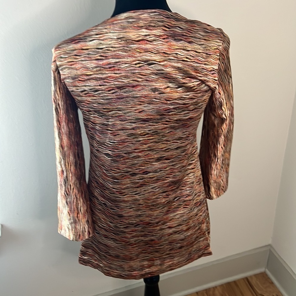 Chico’s marled retro look cover up light top bell sleeves tie front Sz S - Picture 4 of 8